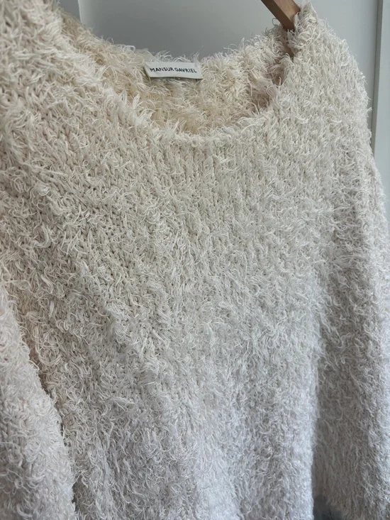 MANSUR GAVRIEL Silk sweater women’s large eyelash Frayed knit made in Italy - Picture 8 of 8